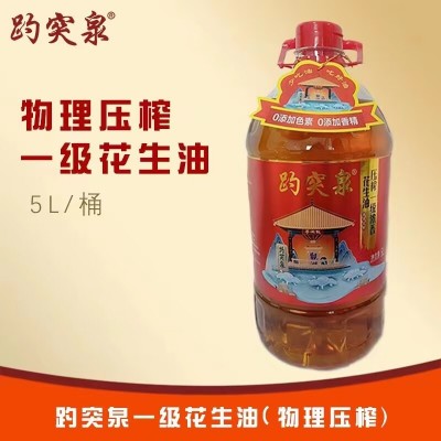 现货供应趵突泉物理压榨一级浓香花生油5L优质山东大花生