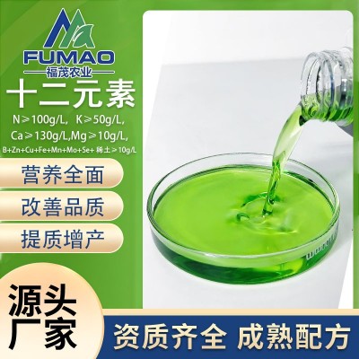 源头厂家十二元素叶面肥螯合工艺果树蔬菜药材农用多元素水溶肥